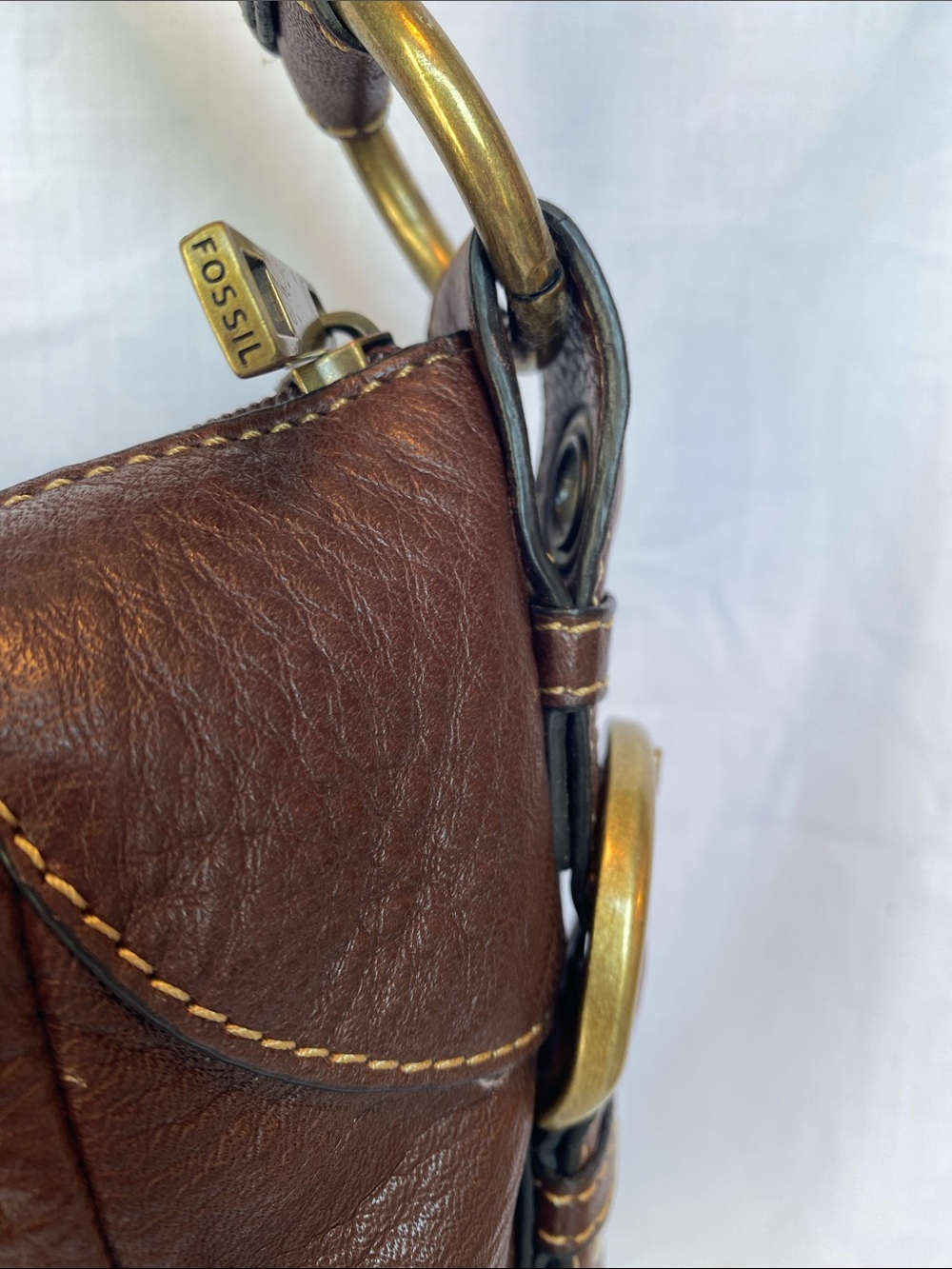 Fossil Classic Brown Leather Hobo Shoulder Bag - Picture 3 of 8